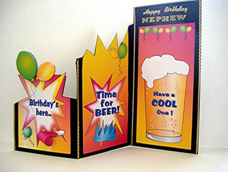 Birthday's Here - Time for Beer! Tri-fold Card by Maxine Jones