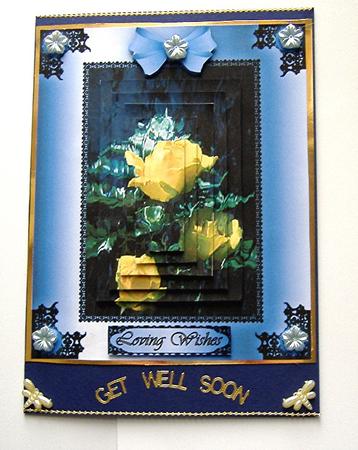 Rambling Roses 'n Lace Pyramid Card Front by Maxine Jones
