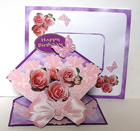 Pink Fan with Roses and Butterfly Spring Top by Maxine Jones