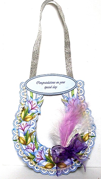 Lilac Lilies Wedding Horseshoe Topper or Keepsake by Maxine Jones