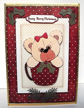 Holly Beary! - Card Front with Step by Step by Maxine Jones