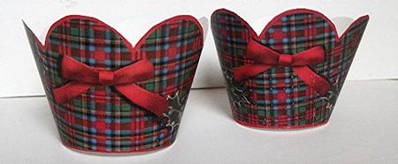 Christmas Tartan Cupcake Wrappers by Maxine Jones