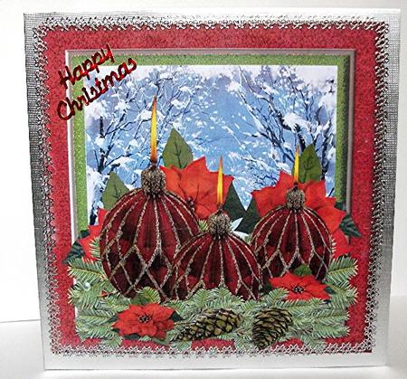 Christmas Candles with Poinsettias 8x8 by Maxine Jones
