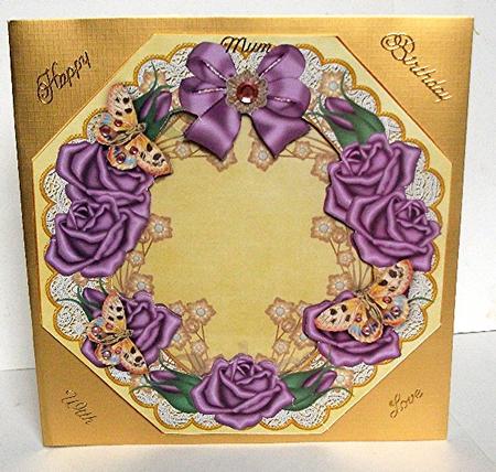 Purple Roses Lemon Octagon 8in Picture Topper Sheet by Maxine Jones