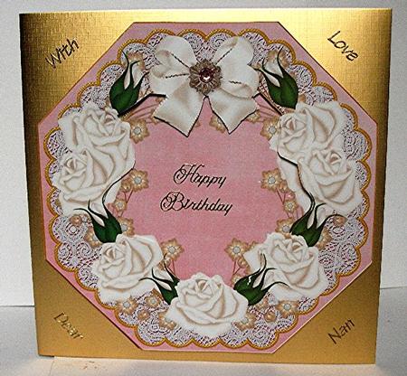 Cream Roses Pink Octagon 8in Picture Topper Sheet by Maxine Jones