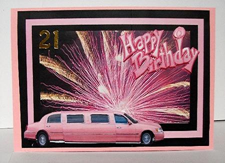 Pink Limo Birthday Decoupage by Maxine Jones