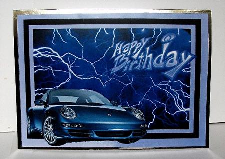 Blue Porsche Decoupage by Maxine Jones