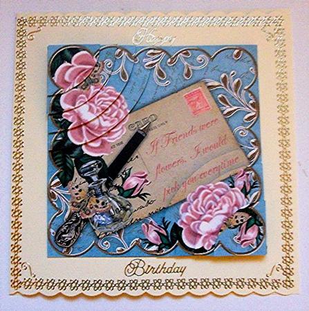 Pink Roses Teal If Friends Were -  6in Duo Corner Stacker by Maxine Jones