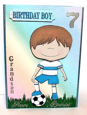 Football Boy Card Front by Maxine Jones