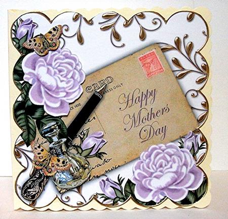 Lilac Rose Mothers Day Ink Saver 8in Decoupage Topper by Maxine Jones