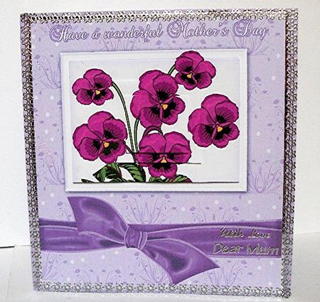 Delicate Mother's Day Greeting Card with Pansies by Maxine Jones