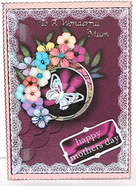 Flowers, Butterfly and Lace - Burgundy by Maxine Jones