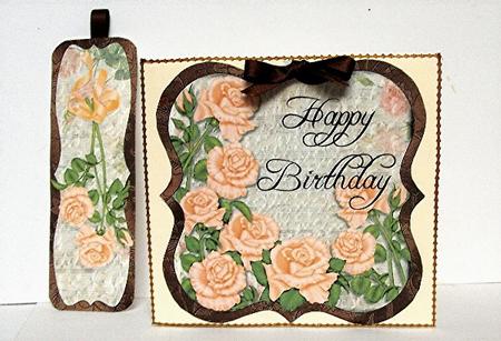 Peach Rose Topper, Insert & Bookmark by Maxine Jones