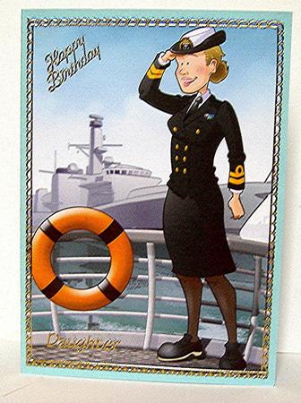Wren Lady with Battleship. (female Military) A4 by Maxine Jones