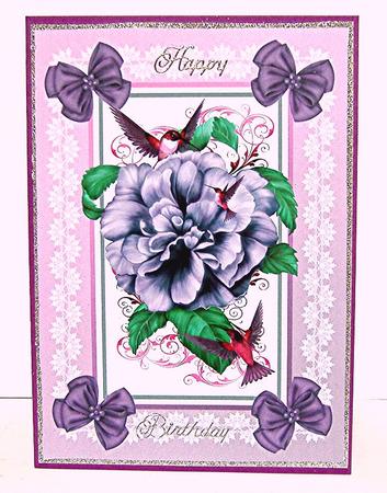 Floral Humming Bird Card Front Duo by Maxine Jones
