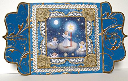 Angels Lit Sky 2 Lace Bracket Wrap Card by Maxine Jones