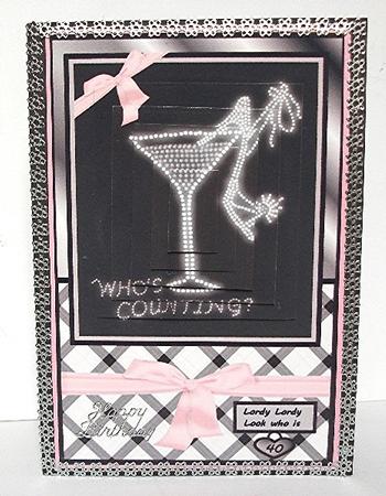Ladies Heel Shoe in a Martini Glass Birthday Card Pyramid by Maxine Jones