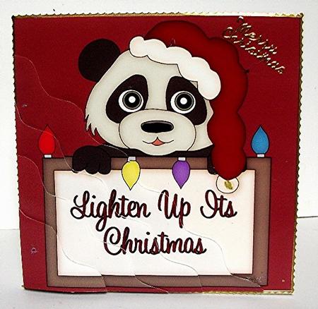 Cute Panda and Christmas Sign Square Wavy Corner Stacker 2 by Maxine Jones