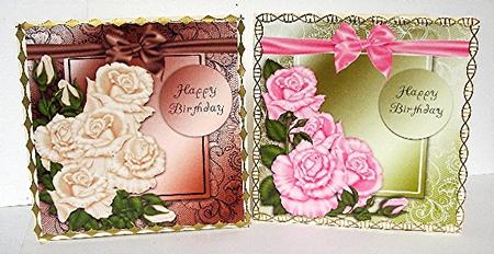2 Roses and Lace Birthday Toppers by Maxine Jones
