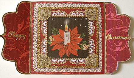 Christmas Candle Bouquet 2 Lace Bracket Wrap Card by Maxine Jones