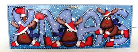 Large Dl Xmas Rudolph Quick Card with 3D Decoupage by Maxine Jones