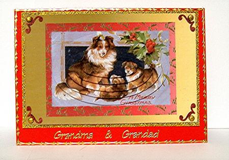 Vintage Collie Dogs Christmas Card by Maxine Jones