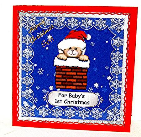 Santa Bear in Chimney - Babys 1st Christmas, Mummy, Daddy by Maxine Jones