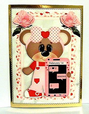 Texting My Darling! I Love U, with Pink Roses A4 by Maxine Jones