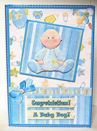 A Baby Boy! Decoupage Card Front by Maxine Jones