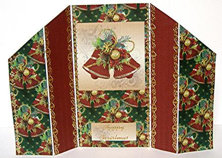 Red Christmas Bells Theatre Fold Card by Maxine Jones