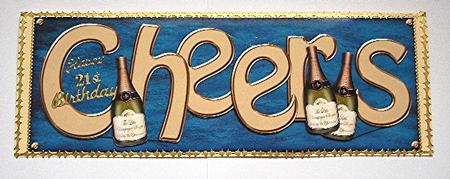 Large Dl Champagne Cheers Quick Card 3D Decoupage by Maxine Jones