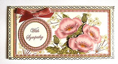 Pink Poppies in Sympathy Dl Decoupage Topper by Maxine Jones