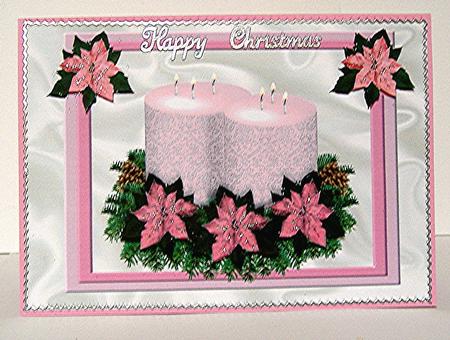 Candle with Pink Poisettias by Maxine Jones