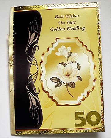 Cream Magnolias Art Nouveau Card Front - Golden Wedding by Maxine Jones
