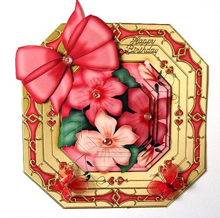 8x8 3D Pretty Violas Pyramage Octagonal Floral Kit by Maxine Jones