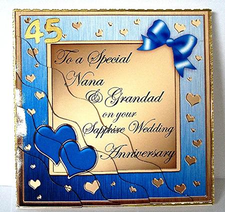 Nana & Grandad Sapphire Wedding Anniversary Wavy Corner by Maxine Jones