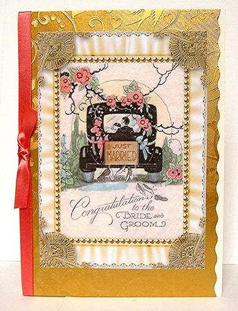 Just Married Car Ruffles 2 Card Front and Frame Base by Maxine Jones