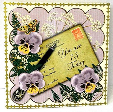 Lilac Pansy 75 Today 8in Scallop Decoupage Step by Step by Maxine Jones