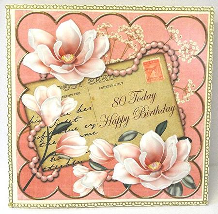 Pink Magnolia 80 Today 8in Decoupage Topper by Maxine Jones