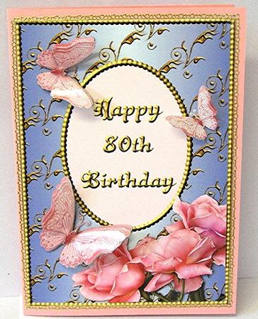 Pink Rose Corner with Butterflies - 80th Birthday by Maxine Jones