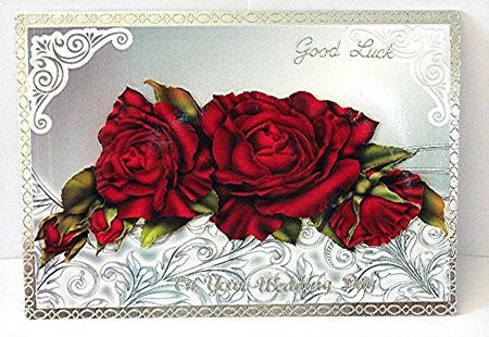 Beautiful Red Roses in Ornate Frame A4 by Maxine Jones