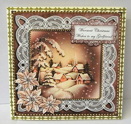 Snowy Village Girlfriend Warm Wishes 8in Sentiment Topper by Maxine Jones