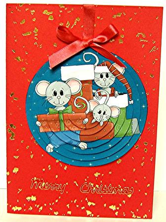 3 Christmas Mice Circle Pyramid by Maxine Jones