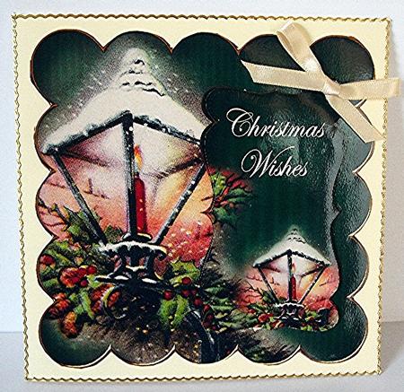 Dgreen Lantern2 Christmas Wishes 8in Scallop Topper by Maxine Jones