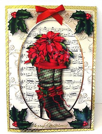 Christmas Boots Poinsettias & Holly by Maxine Jones