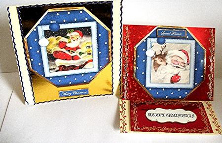 Vintage Santa Toppers and Sentiment Tags by Maxine Jones