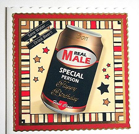 Real Male Beer Can Quick Card N 3D Decoupage by Maxine Jones