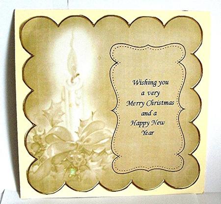 Cream Christmas Candle Colour 8in Scallop Insert Panel by Maxine Jones