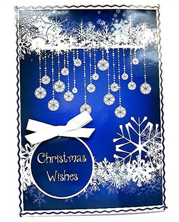 Baubles & Snowflakes White Silhouette - Blue by Maxine Jones