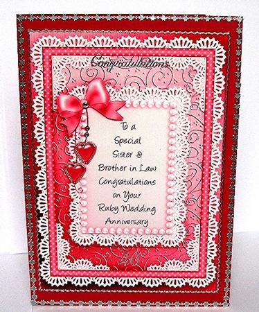A5 Sister & Brother in Law Ruby Wedding Anniversary Pyramage by Maxine Jones